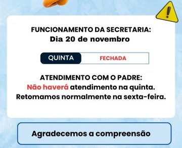 Funcionamento dia 20 de novembro